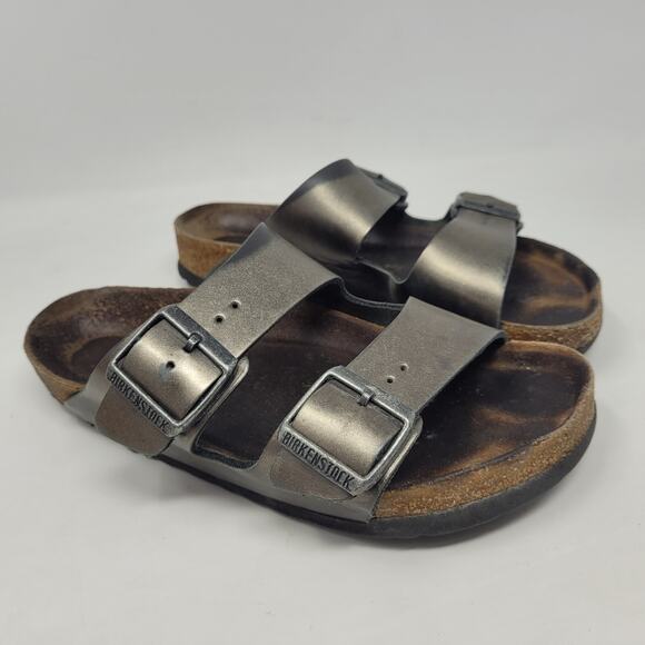 Birkenstock Sandals Women EU37 US6 Arizona Green Metallic Comfort Slides Slip On - Picture 1 of 13